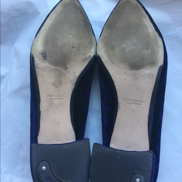 🌷Zara Midnight Blue Velvet Chunky Heel Pump 39🌷 - Picture 12 of 13